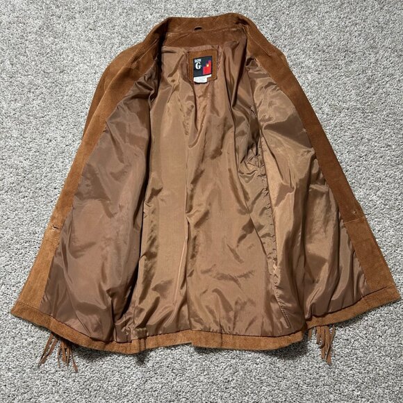 Row G Womens Small Vintage Boho Suede Fringe Jacket Split Pigskin Western Style - Picture 8 of 13